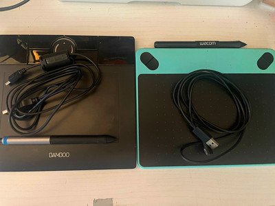 Wacom Bamboo Graphics Tablet Lot of 2 w/ Stylus Pens USB Cables MTE-450A/K