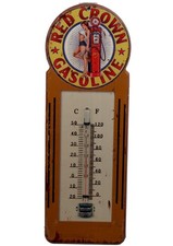 Blech Thermometer "Red Crown" Zapfs&auml;ule Tankstelle PinUp Werkstatt Retro 29x11cm