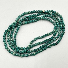 Vintage Green Marbled Stone Beaded Long Strand Necklace Earthy Boho Retro Y2K