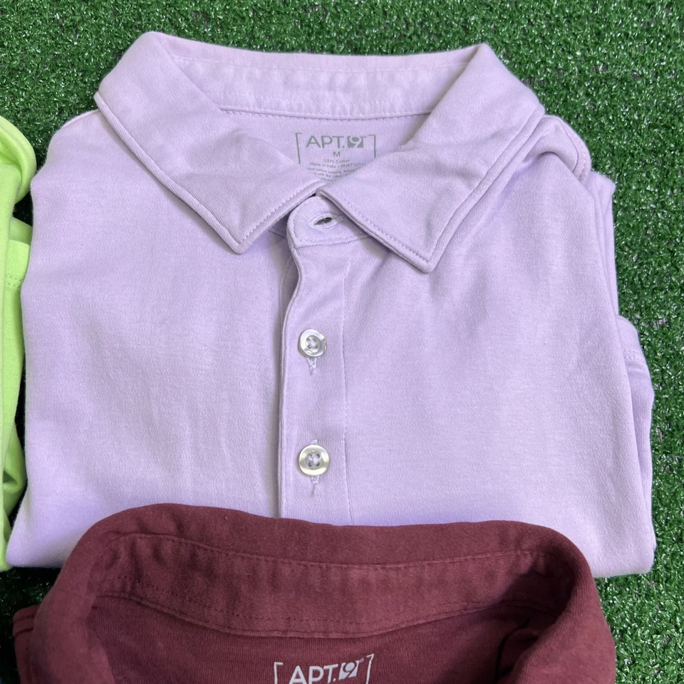 Lote de 4 APT. 9 camisas polo masculinas manga curta verde marrom azul lavanda - Imagem 2 de 4