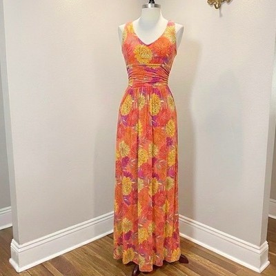 Tabitha Webb Floral Maxi Dress Stretchy SMALL Vacation Summer Tropical