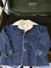 Vintage Big Mac Trucker Jacket Men s Size 42 Blue Denim Sherpa Lined 80s Chore