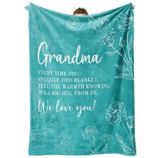 Grandma Gifts Blanket from Grandkids 50x60 Inch Teal Christmas Birthday Throw