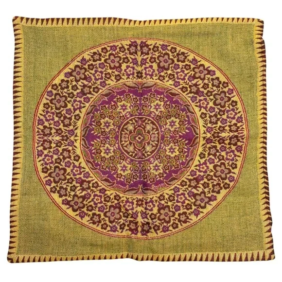 pillow cover SURYA wool weave floral 19x19 zip close NWT 1 cover boho hippie - Image 3 of 4