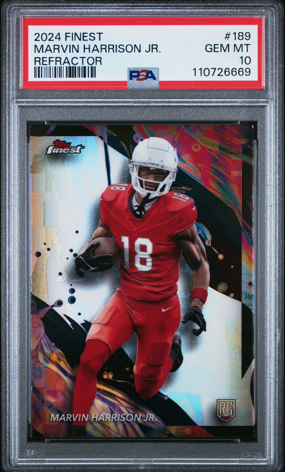 2024 Topps Finest Marvin Harrison Jr. Refractor PSA 10 RC Rookie Arizona