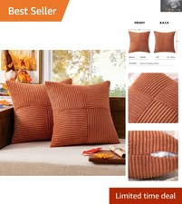 Unique Striped and Solid Rust Pillow Covers (Pack of 2) - Modern Home Essentials