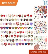 120pcs Enamel Heart Rose Flower Charms for Jewelry Making Crafts DIY