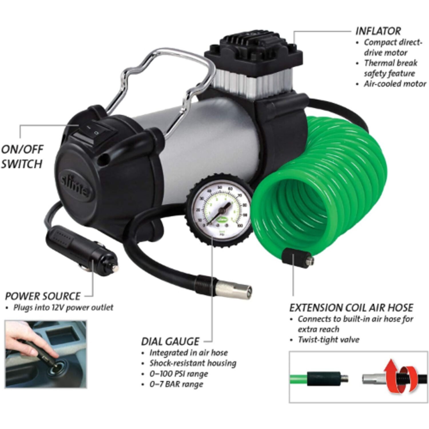 Slime Pro Power Direct Drive Tire Inflator