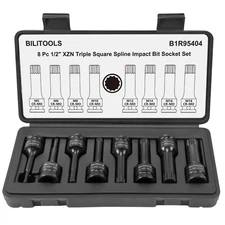 BILITOOLS 8-Piece Impact XZN Triple Square Spline Bit Socket Set 1/2 inch Drive