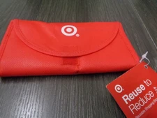 Striped Reusable Shopping Bag Red Peacock Print - 16 INCH