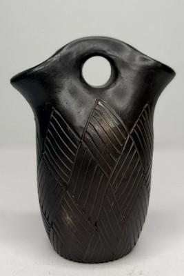 Bigmeat Cherokee Pottery Wedding Vase Hand Carved Blackware Signed