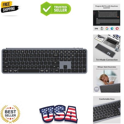 B6 Pro Ultra-Thin Wireless Keyboard, Full-Size ZMK with Numeric Keypad Quiet ...