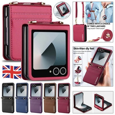 Für Samsung Galaxy Z Flip 7 FE 6 5 4 3 Leder Flip Case Wallet Karten Hülle Band