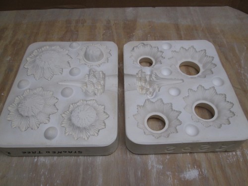 VINTAGE CERAMIC CASTING MOLD "ATLANTIC #A-292 "XMAS TREE STACKING ASHTRAYS"
