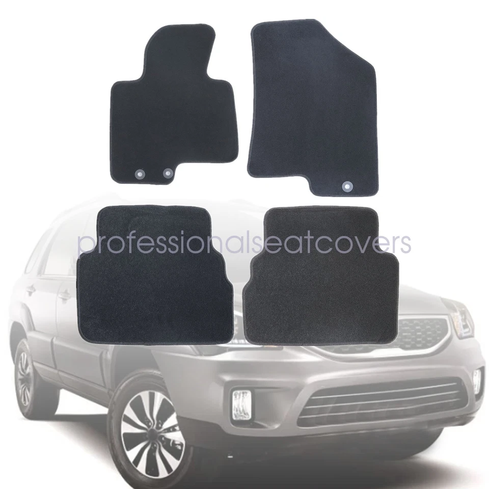 Front & Rear Floor Mats Carpet Waterproof Black Velour For 2010-16 Kia Sportage - Image 2 of 4