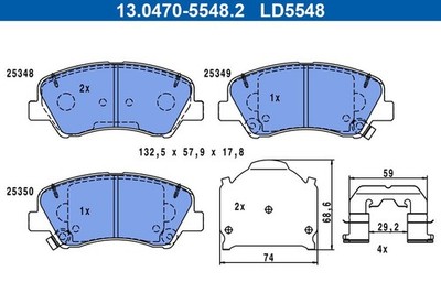 ATE 13.0470-5548.2 Ceramic Belagsatz für HYUNDAI KIA