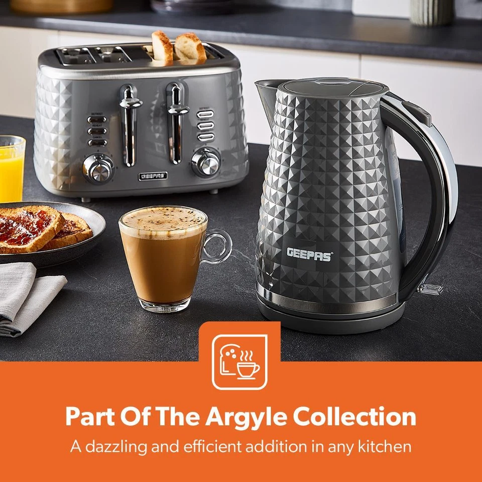 GEEPAS Digital 20L Microwave, Argyle Colletion 1.7L Kettle & 4 Slice Toaster Set - Image 2 of 4