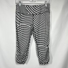 Sweaty Betty Crop Leggings Black White Geometric Triangles M Psychedelic
