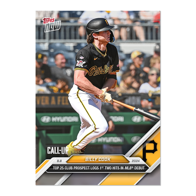 Billy Cook Call-Up 1st Two Hits in Debut 2024 MLB TOPPS NOW Card