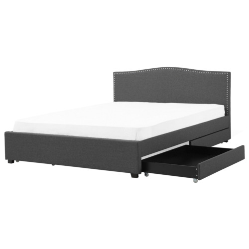 Double bed frame with storage 180 x 200 cm in dark grey fabric Montpel-