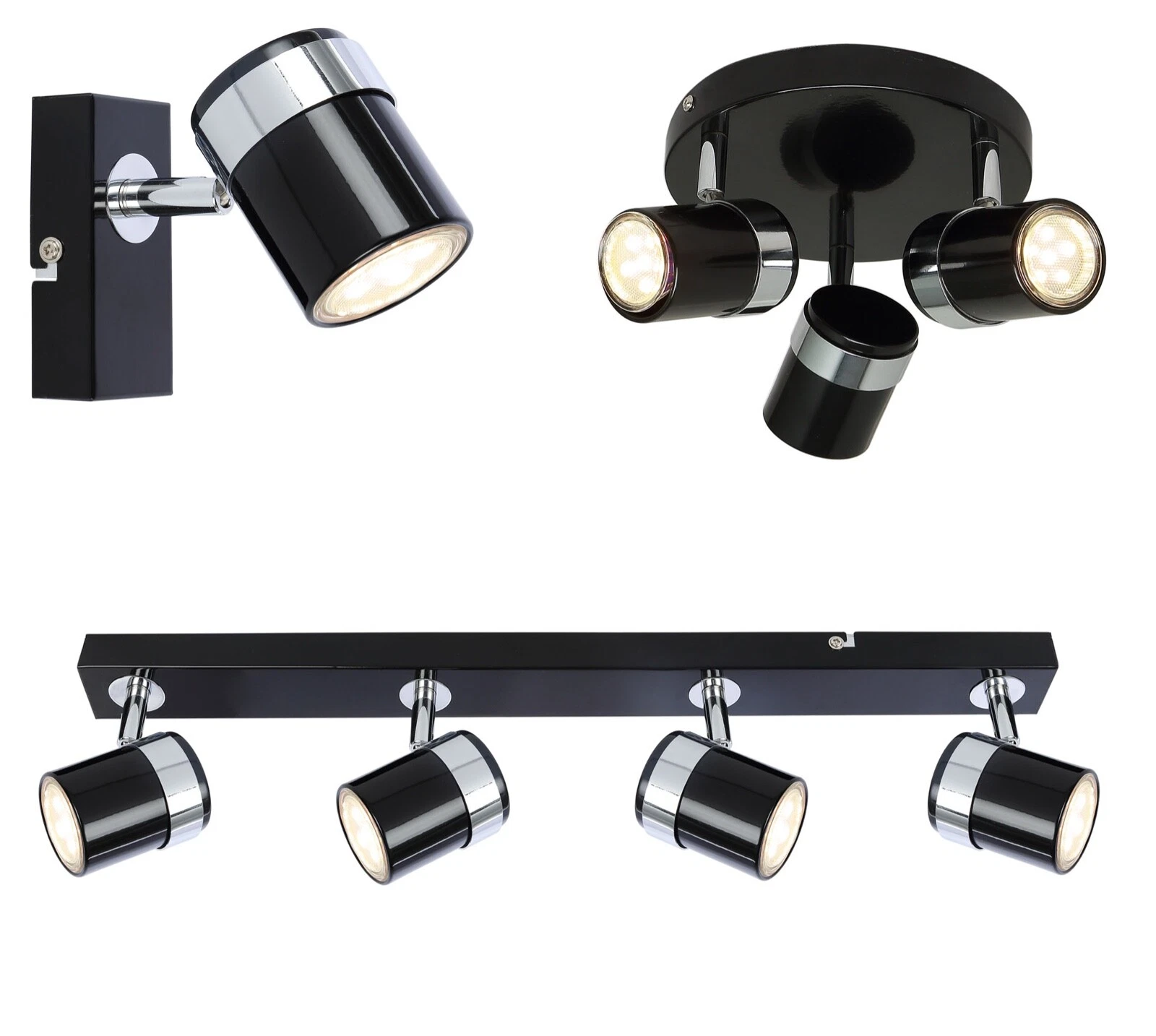 1/2/3 Way Modern Ceiling Spotlights GU10 Bulbs Adjustable Fitting Kitchen Lights - Picture 1 of 13
