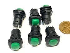 6 Pieces GREEN Square Push Button Switch Latching ON/OFF 12mm 3A DS-426 C38
