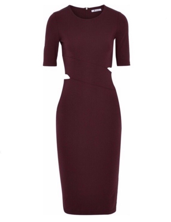 alexander wang burgundy dress T By Alexander Wang Burgundy Stretch Knit Cut Out Waist Bodycon Dress Size  M