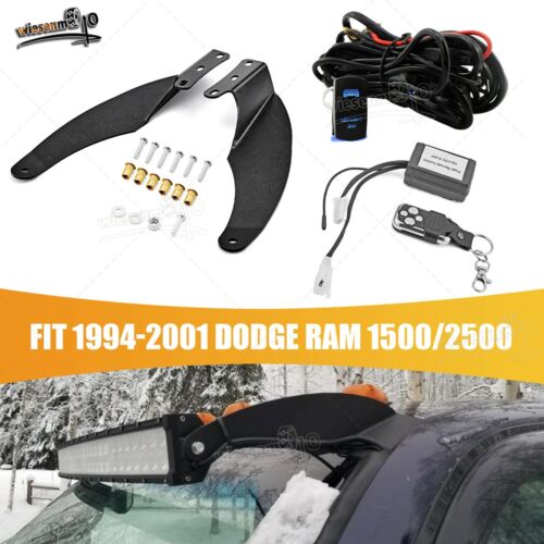 Fit 94-01 Dodge Ram 1500 2500 52'' LED Light Roof Brackets+Remote+Switch Wiring - 第 1/10 張圖片
