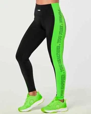 Zumba Creatives Unite High Waisted Ankle Leggings - Black/Green ~ XS  S  M L  XL