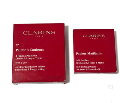 Clarins 4-Colour Wet & Dry Eyeshadow 07 Lovely Rose  and Face Papers Kit Pores
