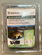 Beckett Solar Powered Submersible 12 White LED Light Set Pond Fountain Garden