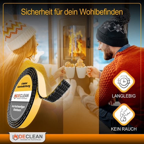 2,5m Kamindichtung selbstklebend 18x3mm Dichtband Scheibe Kamin Ofen Dichtung - Bild 7 von 8