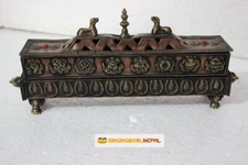 Artistic Traditional Metal Incense Burner on Stand from Nepal