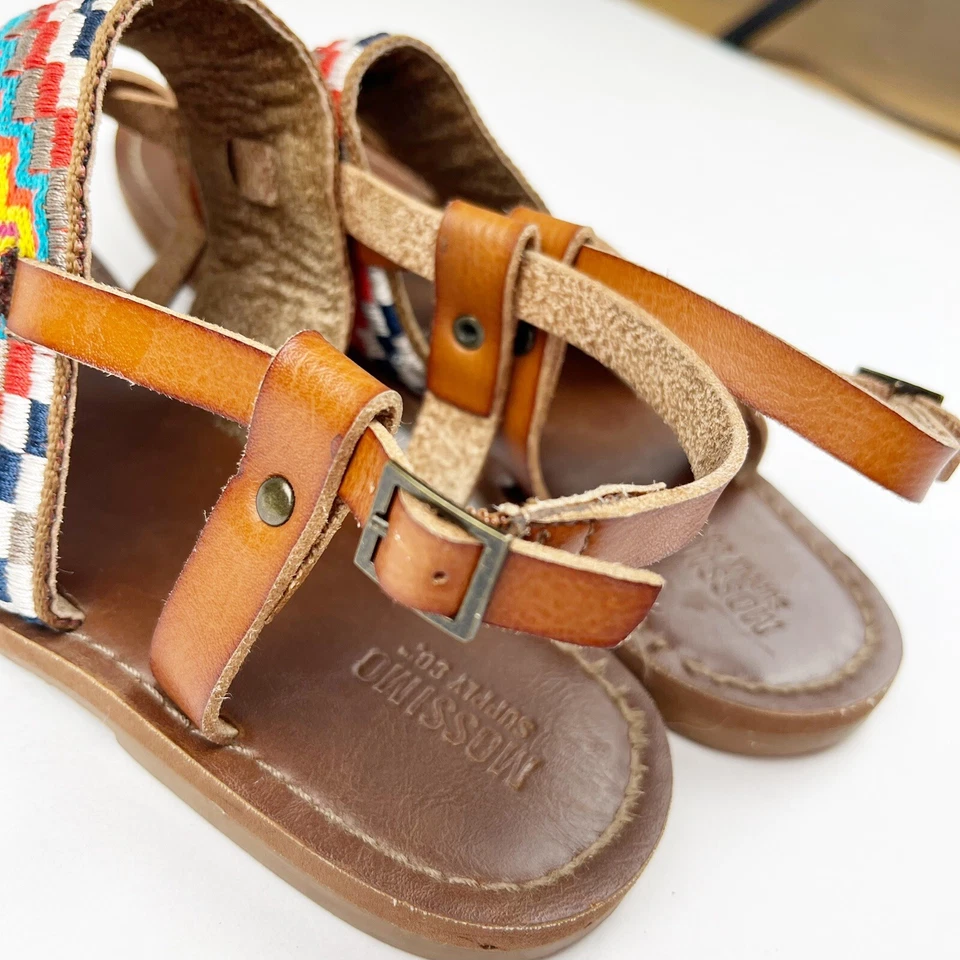 Sandalias Mossimo bordadas para mujer talla 8,5 correas de cuero marrón festival boho Foto 3 de 4