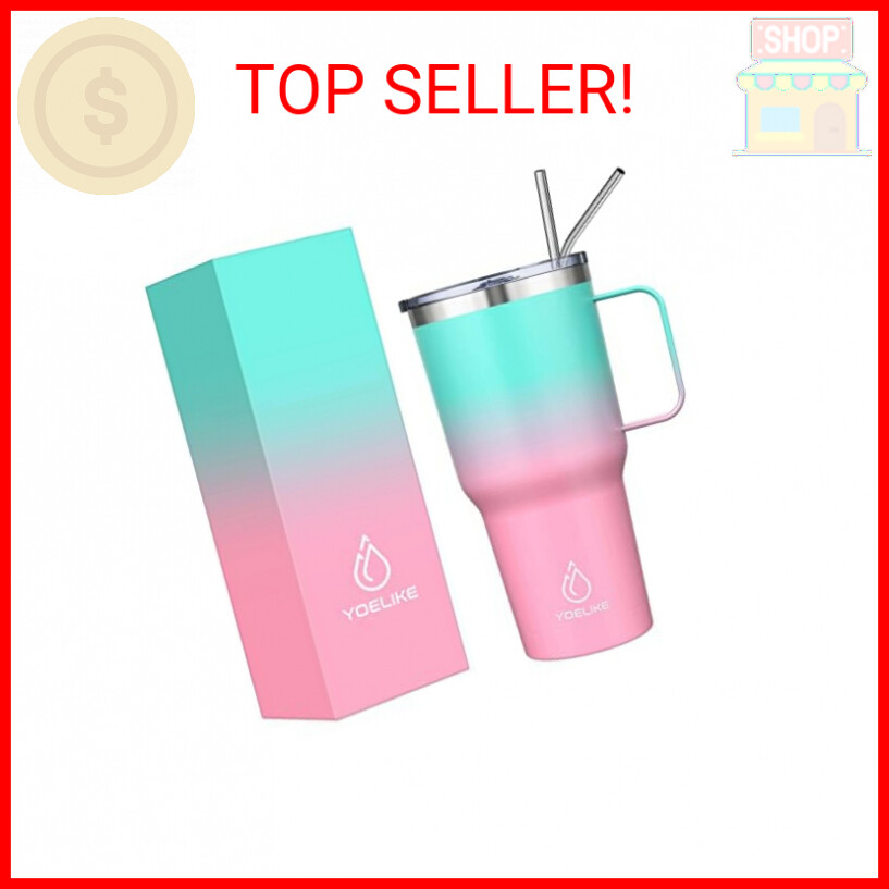 yoelike 32OZ Tumbler With Handle, Stainless Steel Vacuum Insulated Coffee Mug Cu