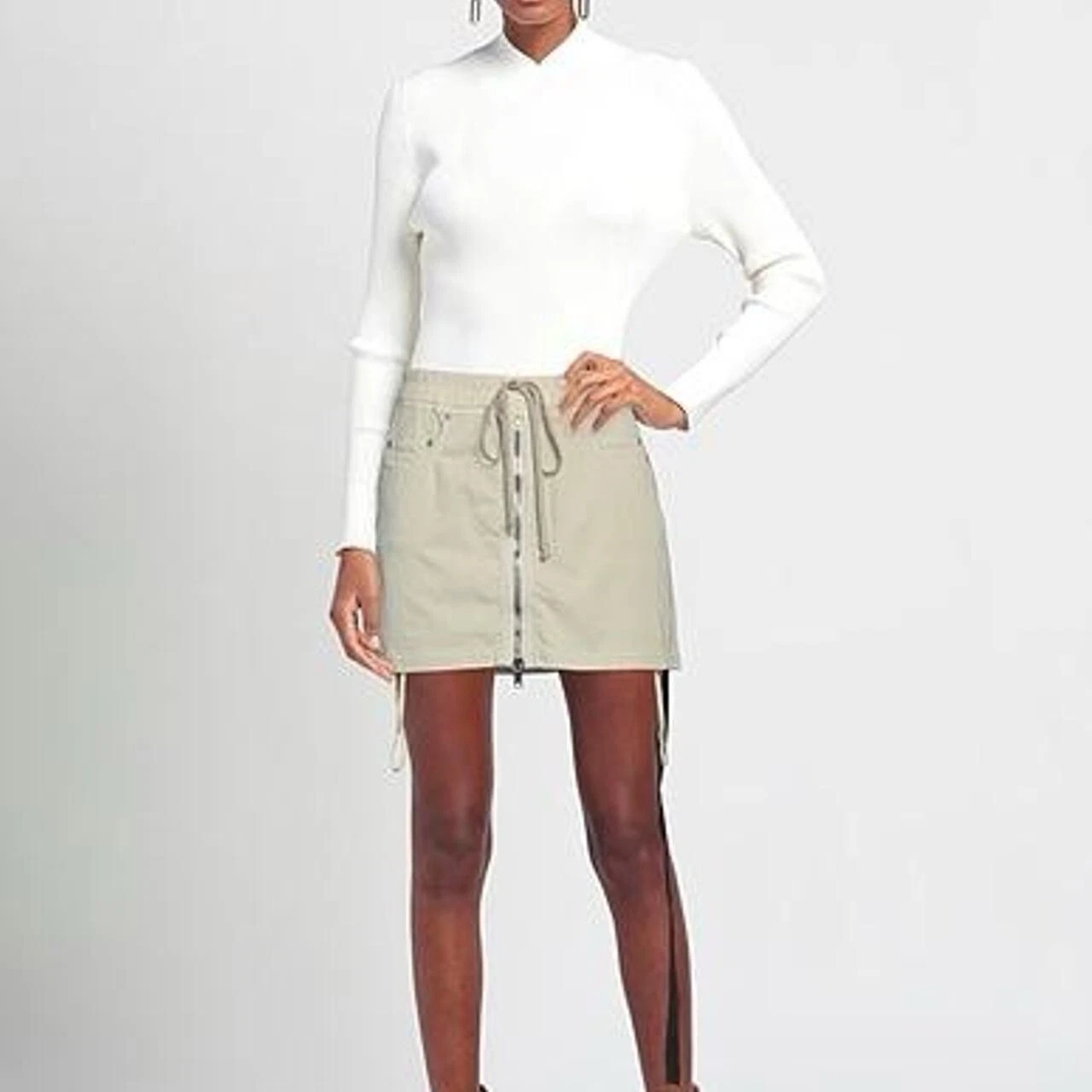 Minigonna RICK OWENS DRKSHDW con zip davanti perlata taglia L £ 400 con etichetta