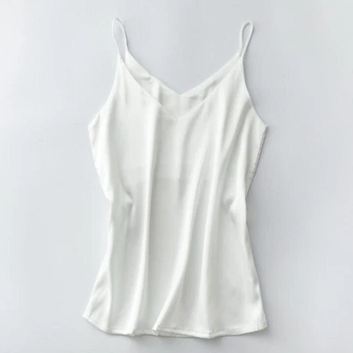 Women Silk Satin Tank Cami Plain Sleeveless Strappy Camisole Vest Casual Tops - Picture 15 of 35