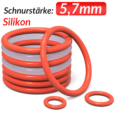 Silikon O Ring Schnurstärke 5,7mm Dichtungsring Dichtring O-Ringe AD 28mm-500mm