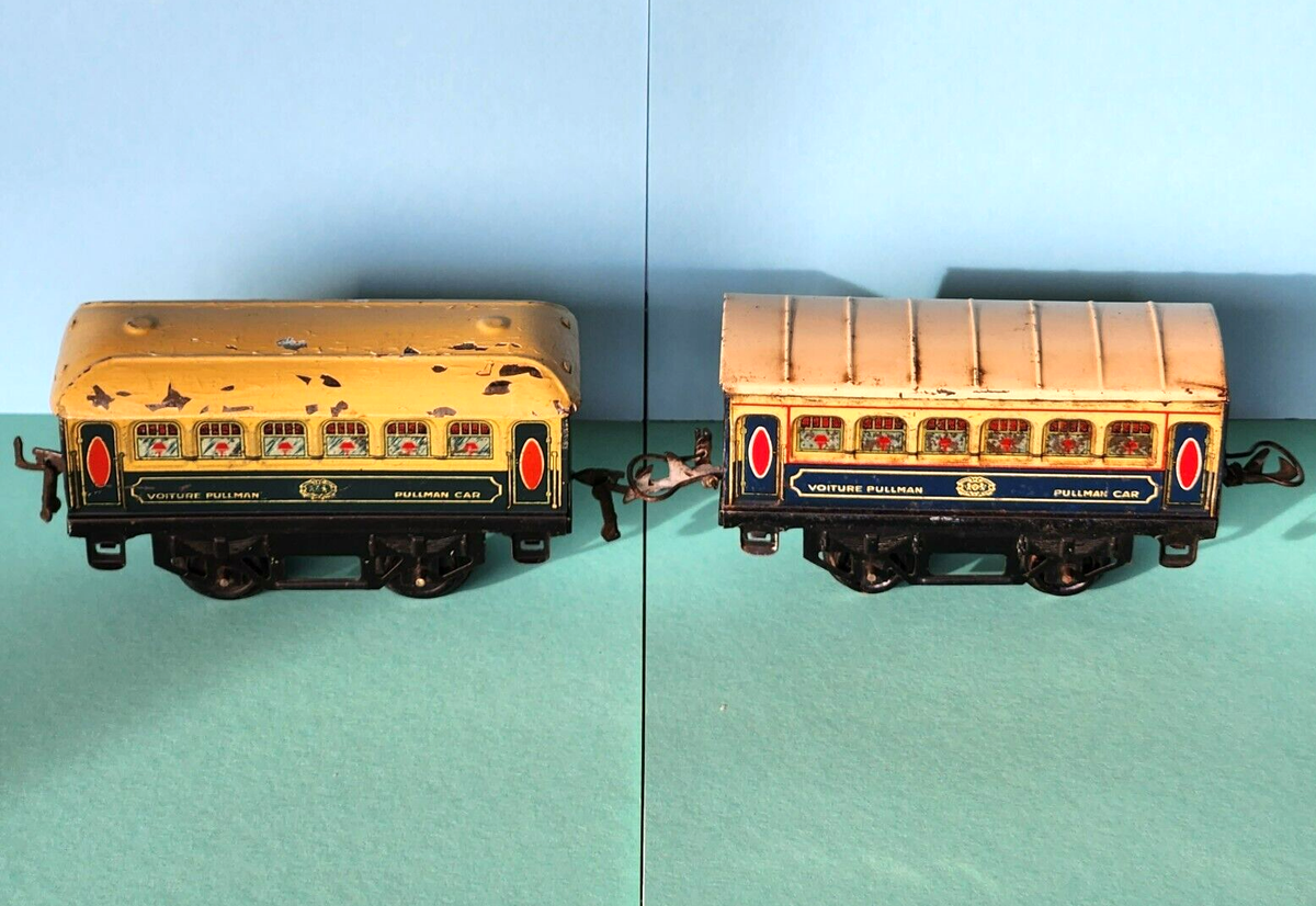 JOUET ANCIEN 2 VOITURES PULLMAN - TRAIN HORNBY MECANO - 13Cm