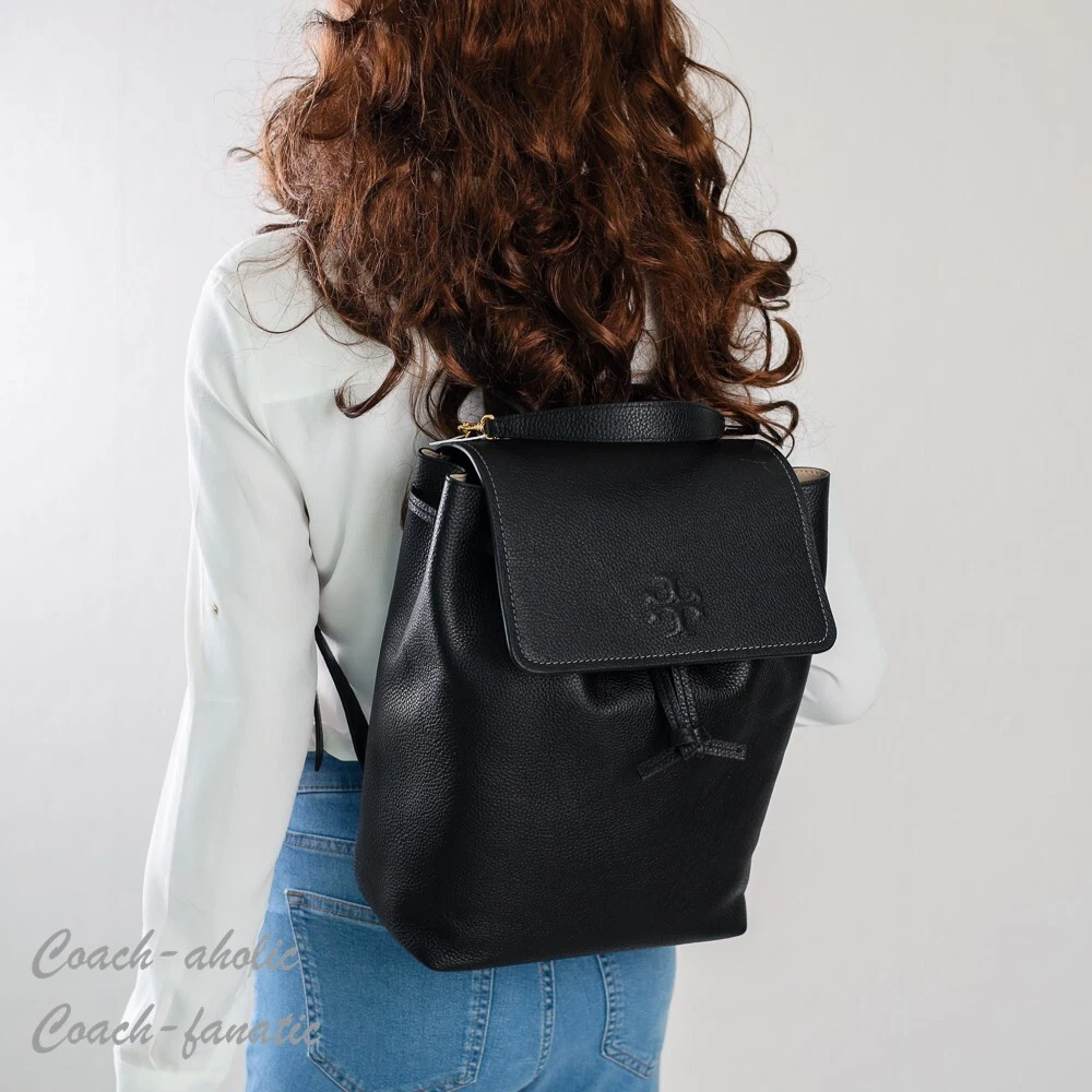 Zaino nuovo con etichette Tory Burch Thea in pelle nero 145920
