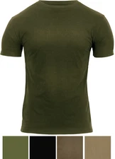 Solid Army Color Military T-Shirt Short Sleeve Muscle Athletic Cut Built Tee