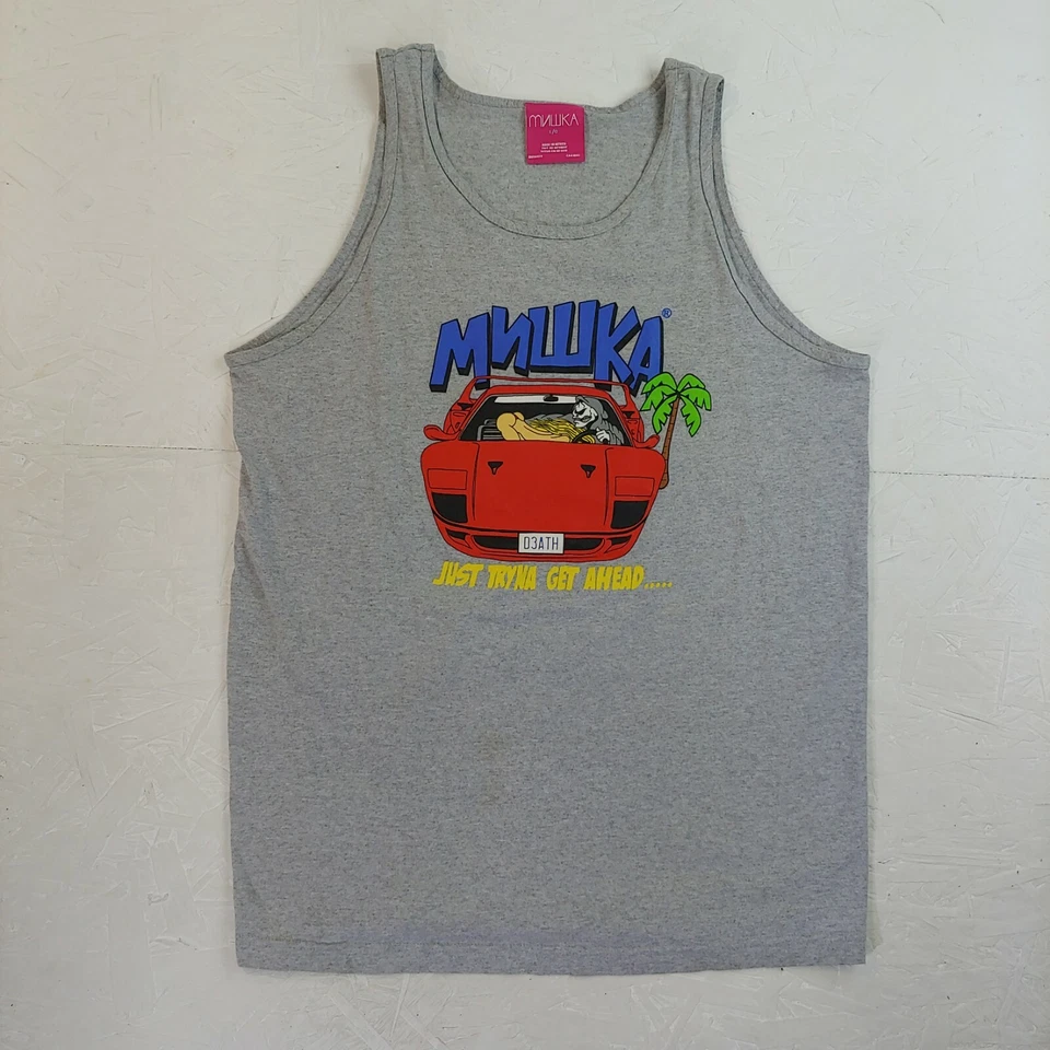 Mishka t-shirt tank top nyc Street Wear skate just trying get ahead death L girl - Image 2 of 4