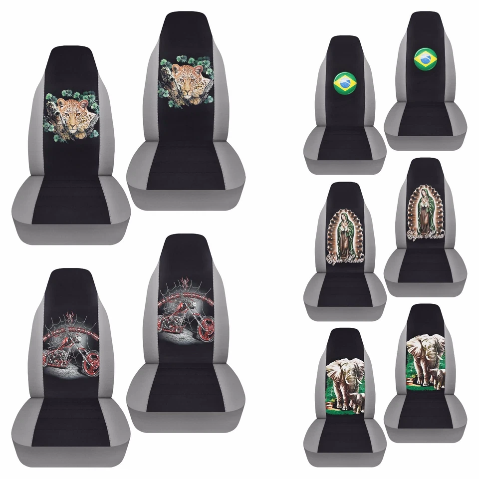 Подходит для переднего комплекта хлопковых чехлов на автомобильные сиденья 2001-2004 FORD ESCAPE дизайн серебристо-коричневый - Изображение 2 из 4