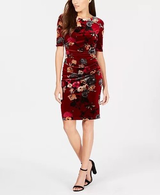 NWT Vince Camuto Red Floral Velvet 