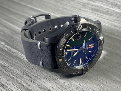 18mm DARK GRAY Crazy Horse Leather Watch Strap GRAY stitch - Quick release