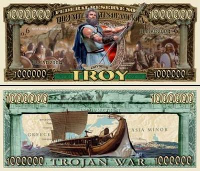 #ad Troy The Trojan War Million Dollar Bill Funny Money Novelty Note FREE SLEEVE $1.88