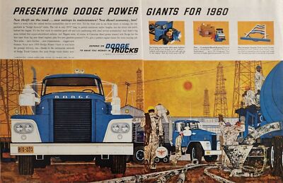 1960 Print Ad Dodge Power Giants Trucks Construction Site Chrysler Corporation  