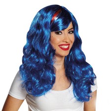 DAMEN PERÜCKE BLAU Karneval Fasching Meerjungfrau Märchen Disko JGA Kostüm Party