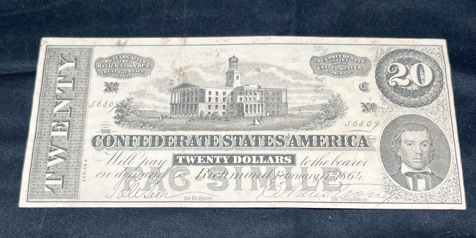 1864 20 Confederate Facsimile Ad Note DR MORSE'S INDIAN ROOT PILLS