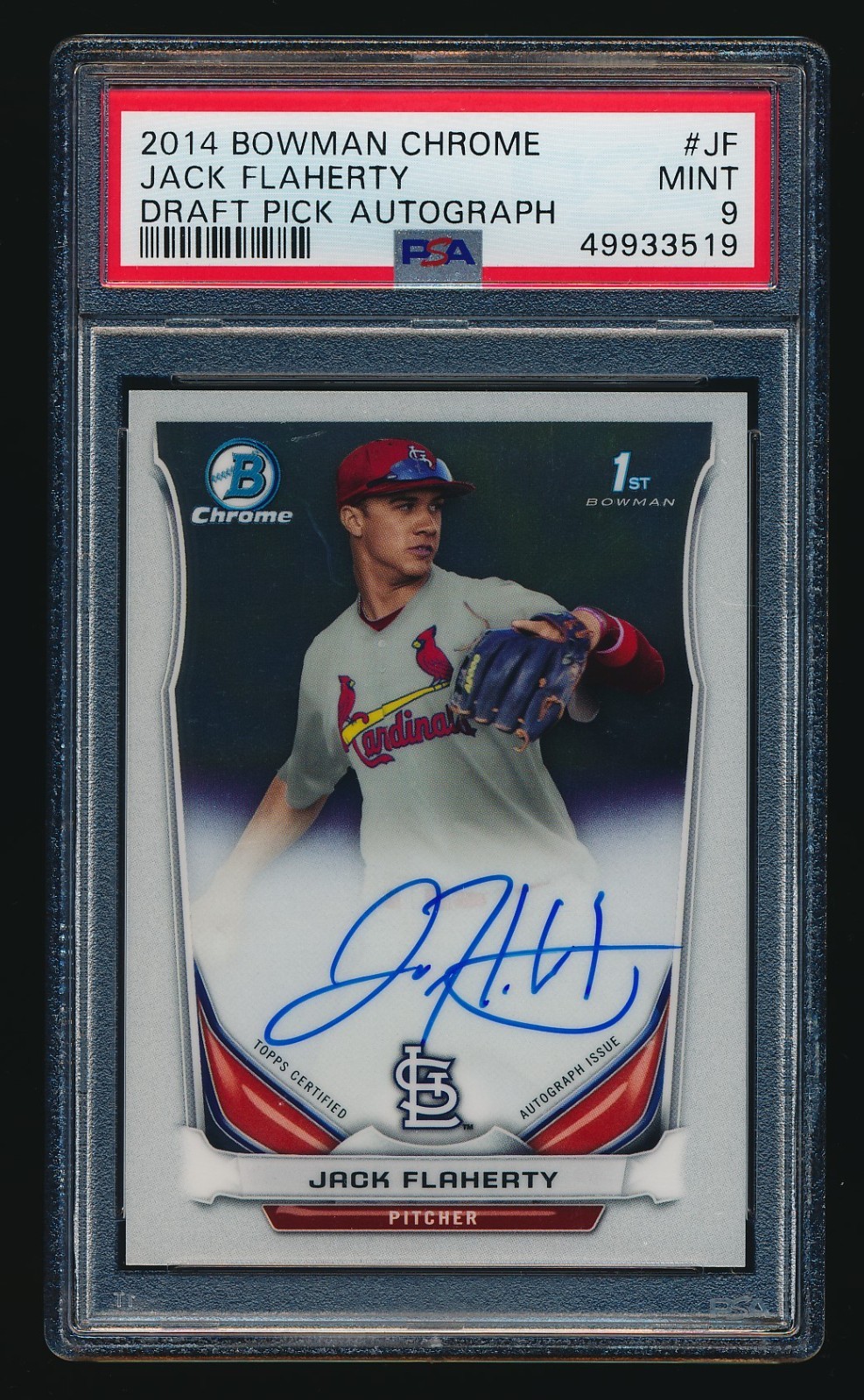 2014 Bowman Draft Chrome Draft Pick Auto Jack Flaherty #BCA-JF PSA 9 MINT Auto
